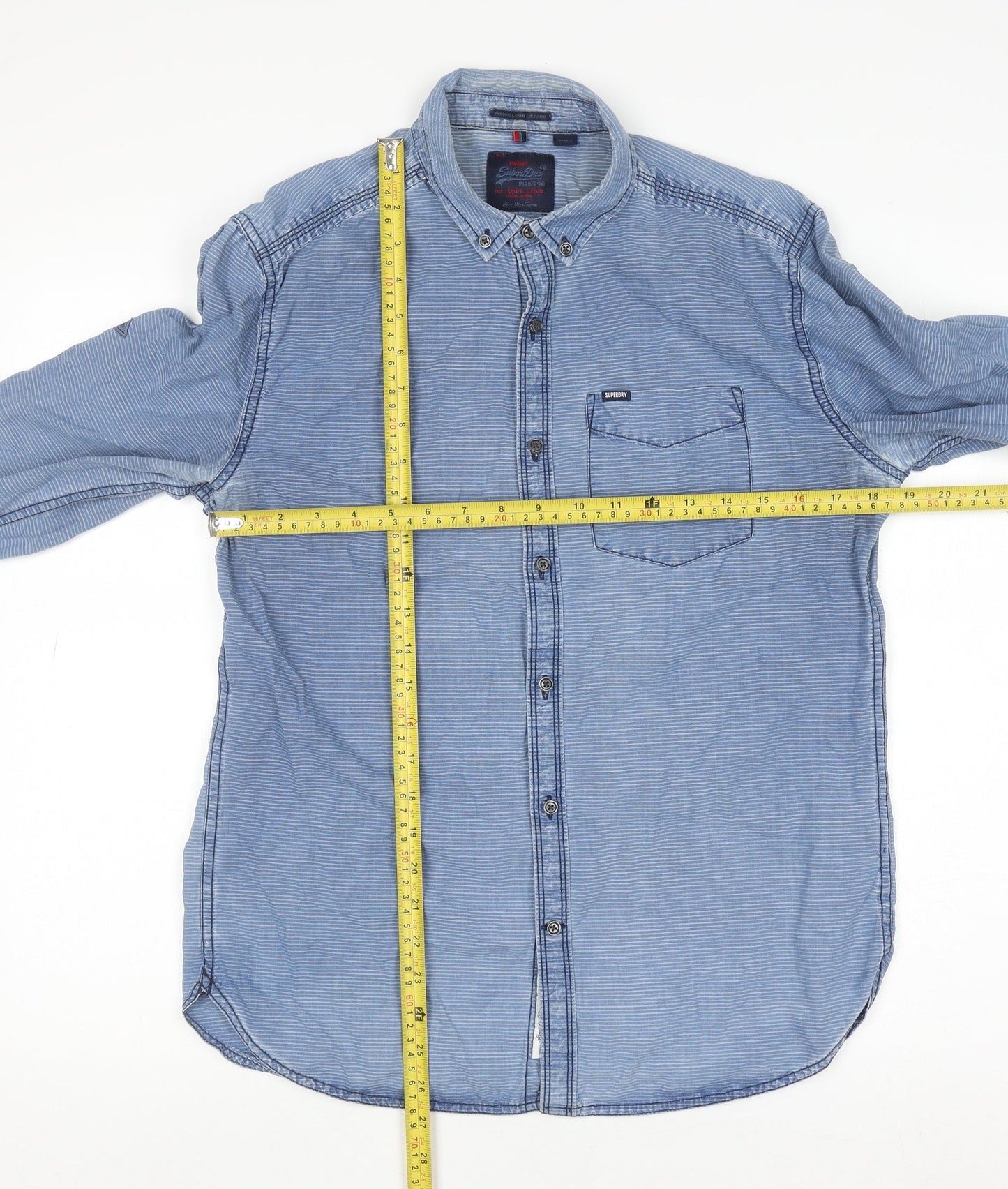 Superdry Men's Blue Regular Fit Long Sleeve Button-Down Oxford Shirt M