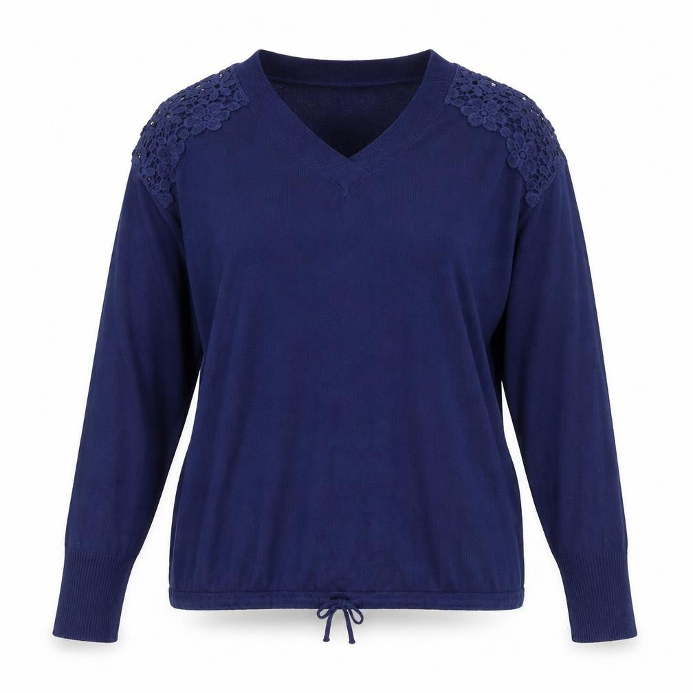 Marks and Spencer Women's Blue V-Neck Knit Jumper Size M
