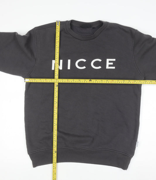 Nicce Womens Black Medium Pullover Sweatshirt Cotton Blend Logo Crew Neck