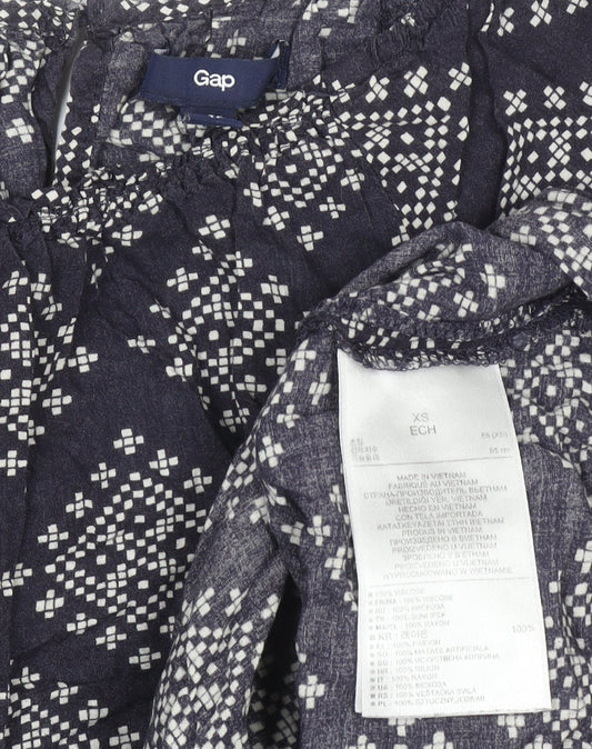 Gap Womens Blue Geometric Viscose Tunic Blouse XS