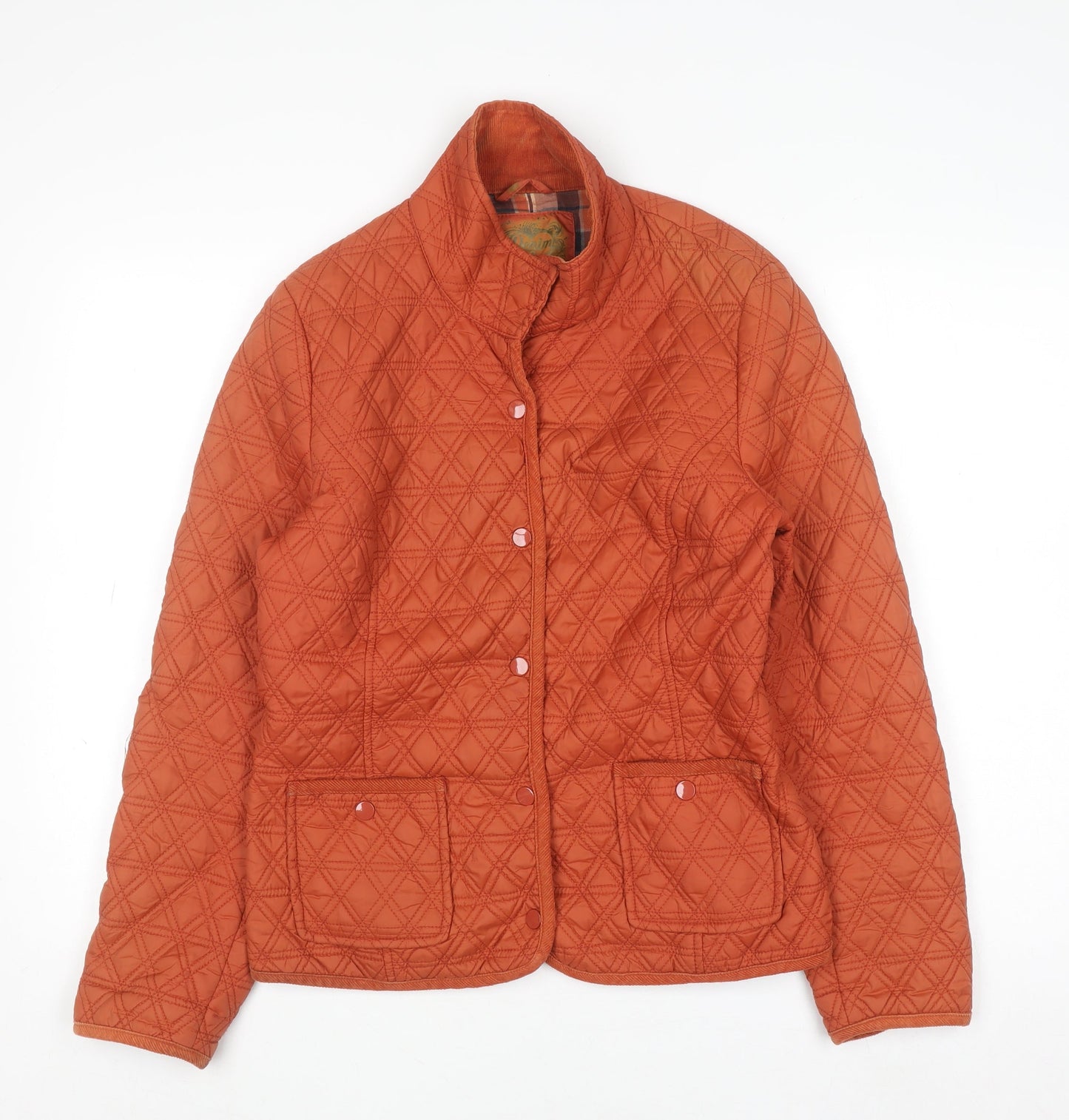 Denim Co Women’s Orange Quilted Jacket Size 14 Casual Mid-Length