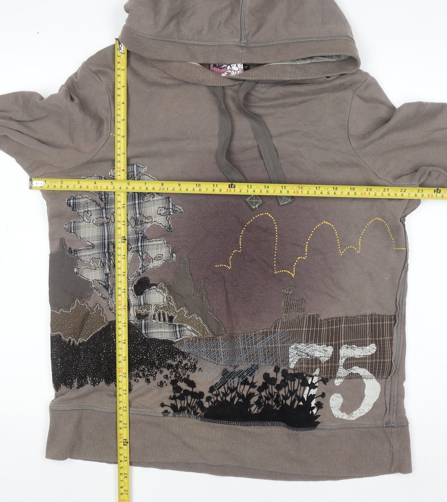 Next Women Brown Graphic Pullover Hoodie Size 18 Cotton Blend
