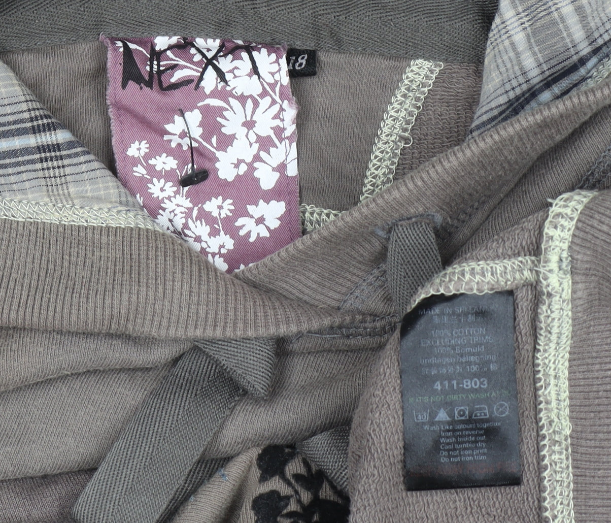 Next Women Brown Graphic Pullover Hoodie Size 18 Cotton Blend