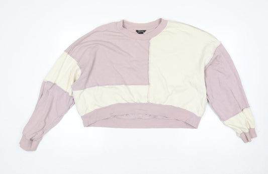 Monki Women’s Lilac & Cream Colourblock Pullover Sweatshirt Size L