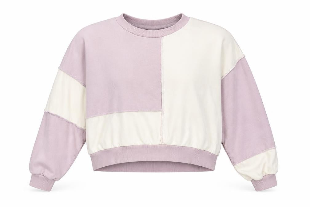 Monki Women’s Lilac & Cream Colourblock Pullover Sweatshirt Size L