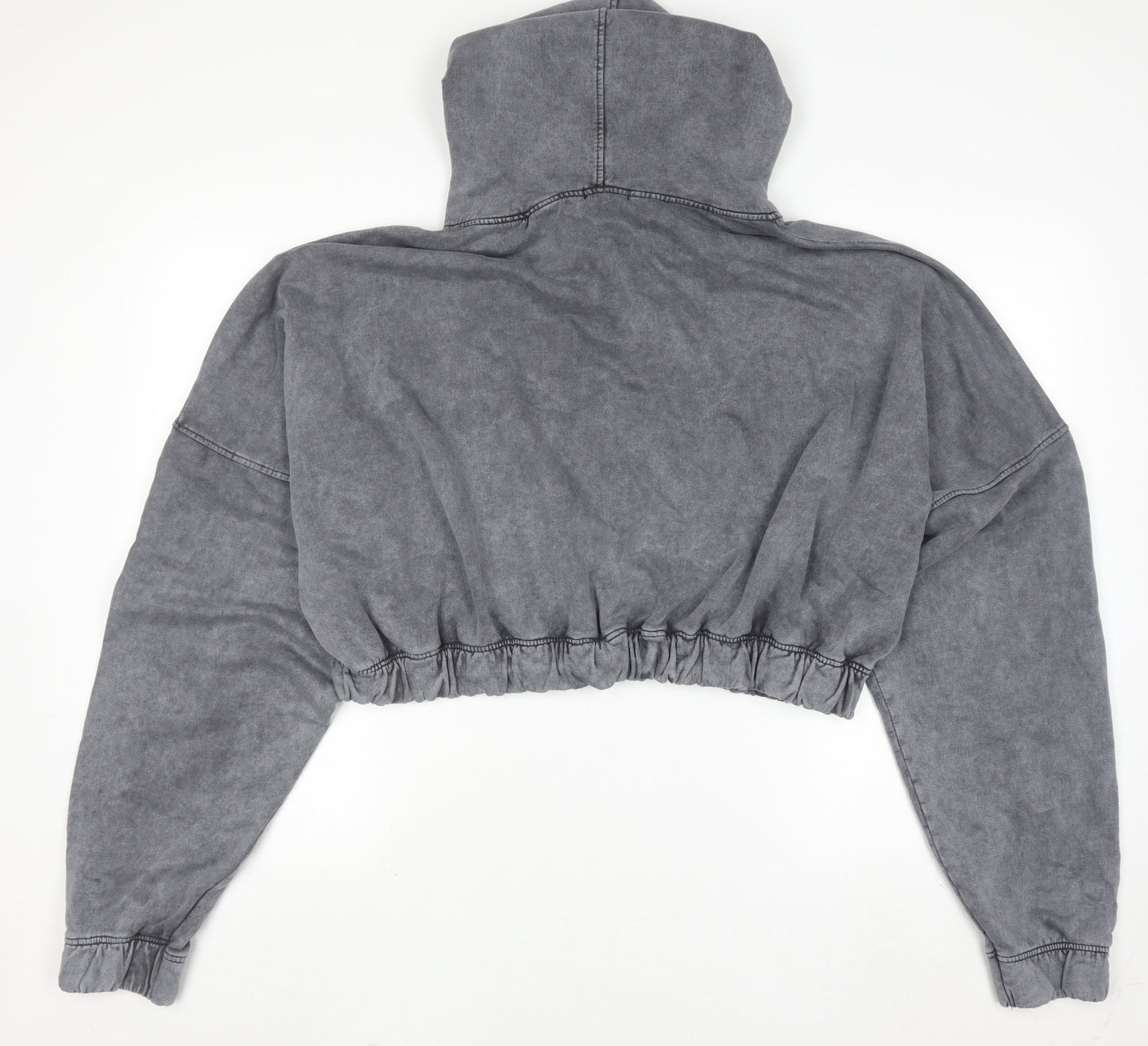 Boohoo Women Grey XL Cropped Full Zip Hoodie 100% Cotton