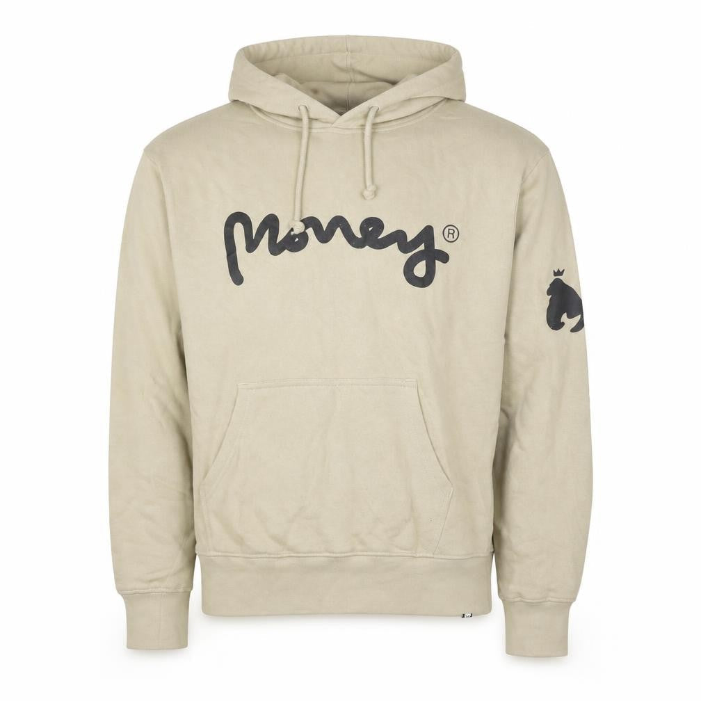 Money Mens Beige Pullover Hoodie M Graphic Logo Cotton Streetwear