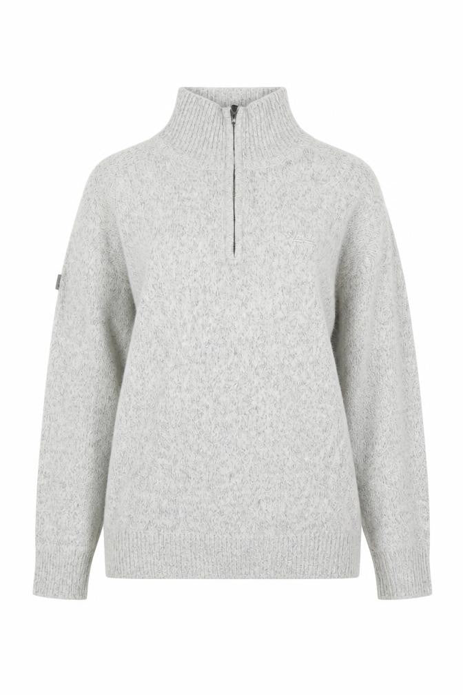 Superdry Women’s Grey Wool Blend 1/4 Zip High Neck Jumper Size L