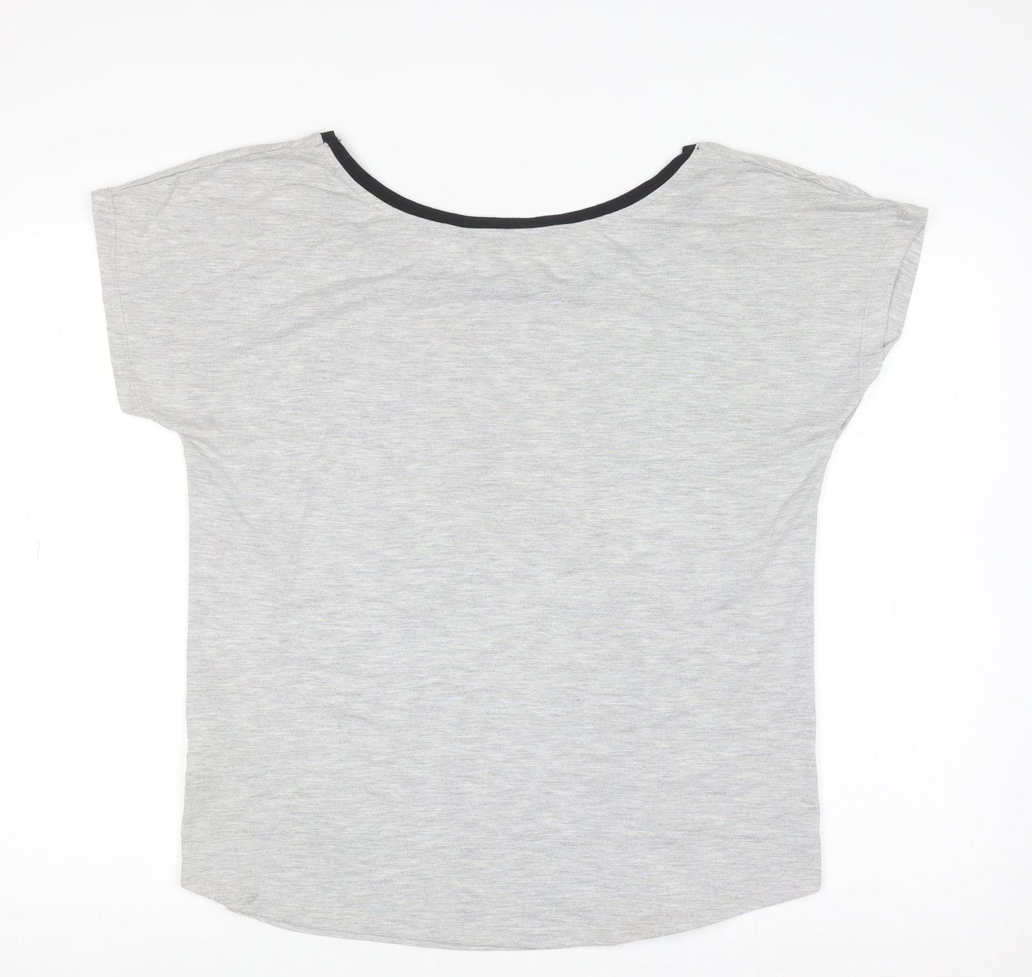 New Look Women Grey Graphic T-Shirt Size 16 Short Sleeve Polyester Viscose