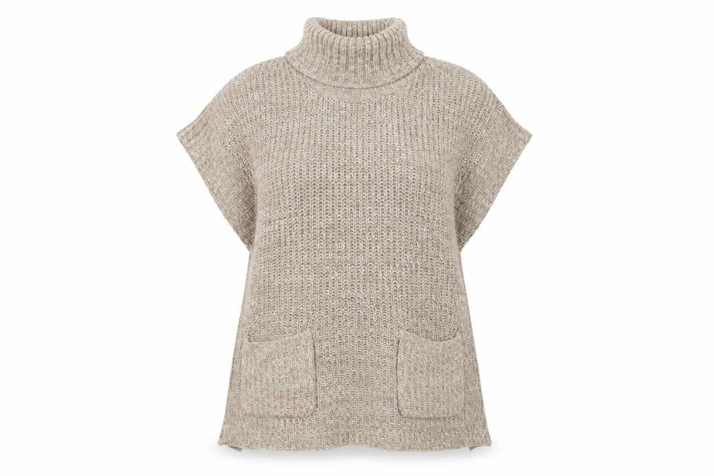 Front view of Originals Knitwear Women Beige Roll Neck Chunky Tunic Jumper S