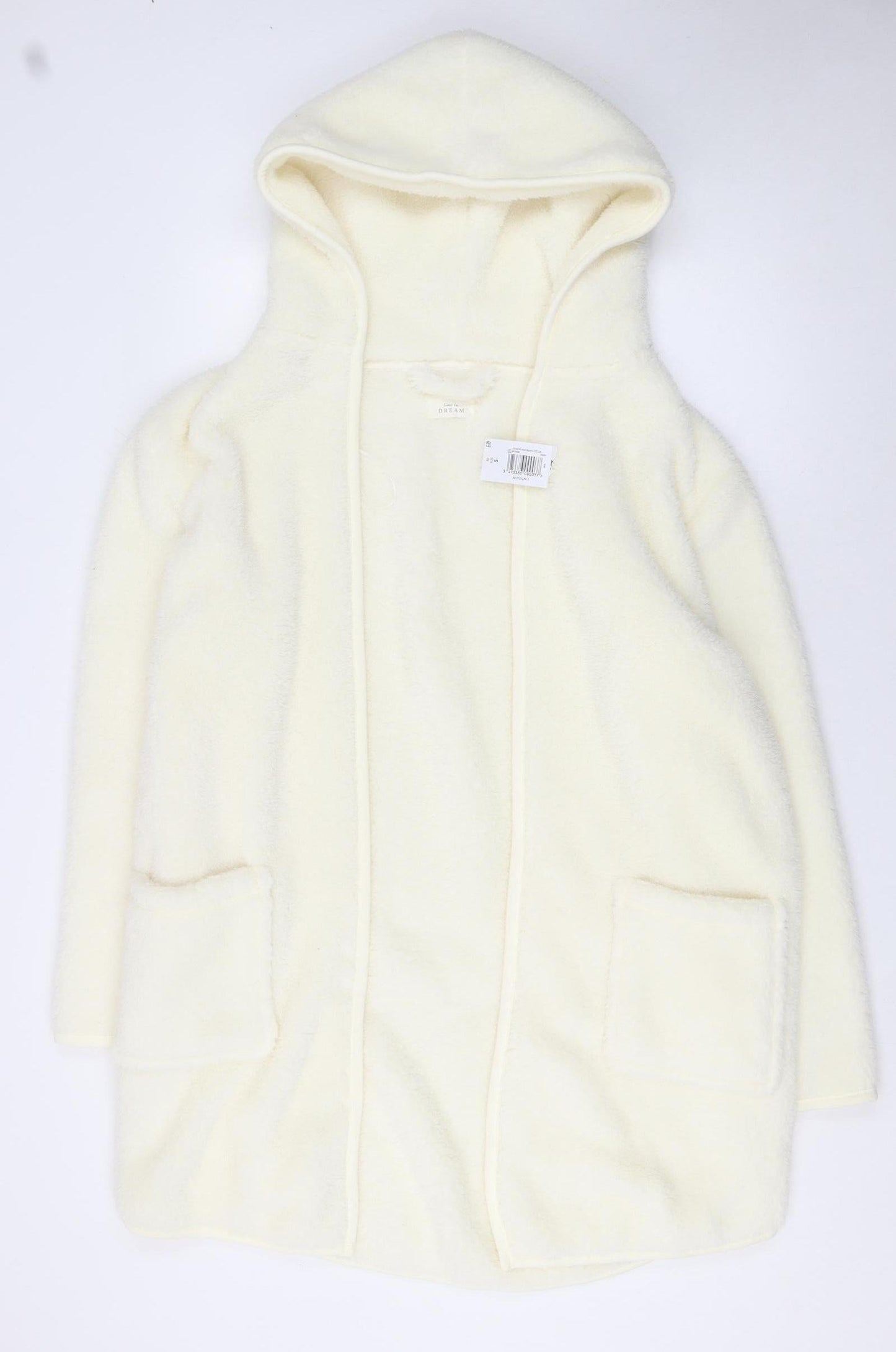 Matalan Women Ivory Fleece Hooded Robe Small Winter Nightwear