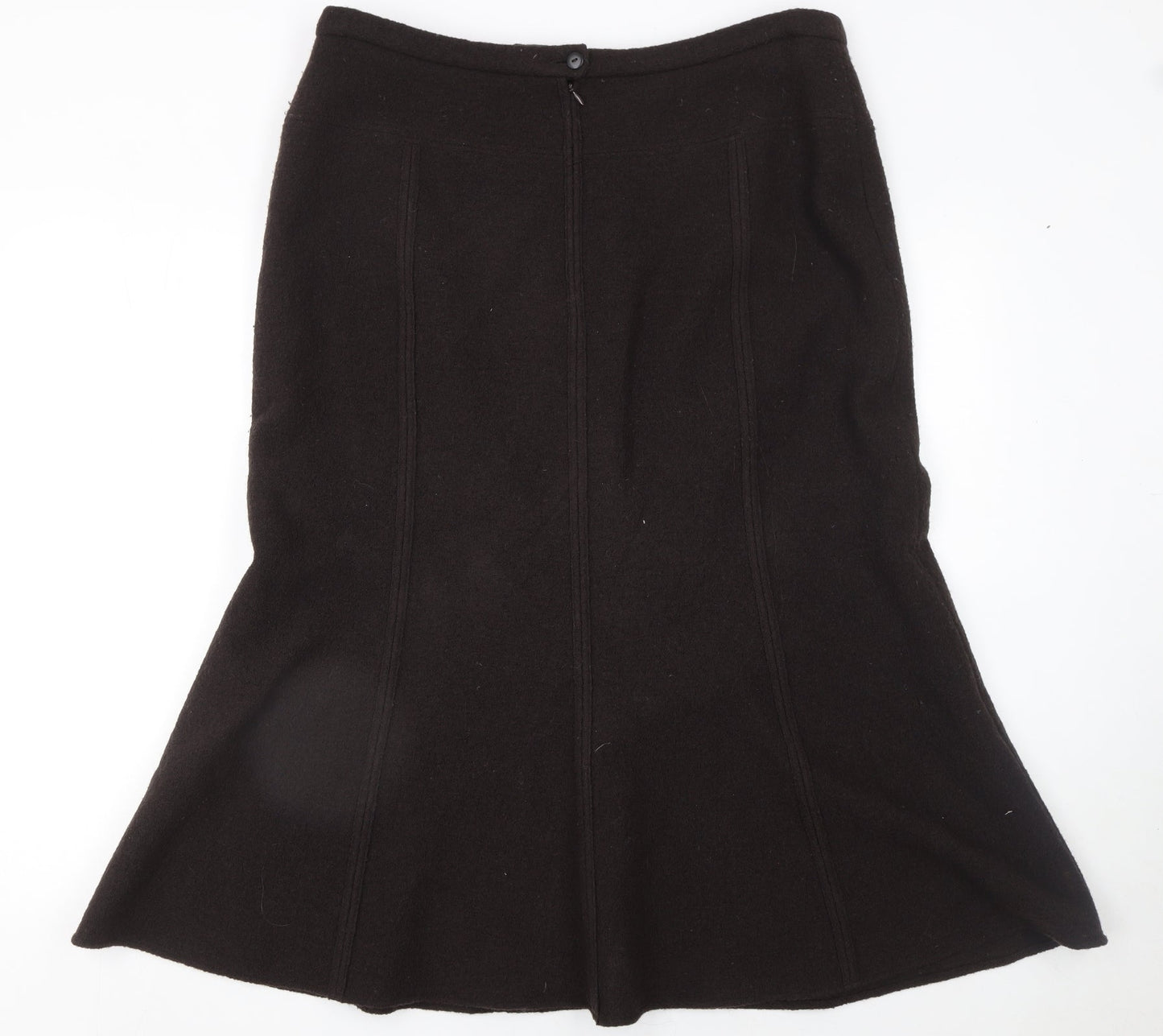 Madeleine Women Black Wool Flare Midi Skirt Size 18