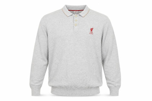 L.F.C. Men’s Grey Long Sleeve Cotton Polo Shirt Size L