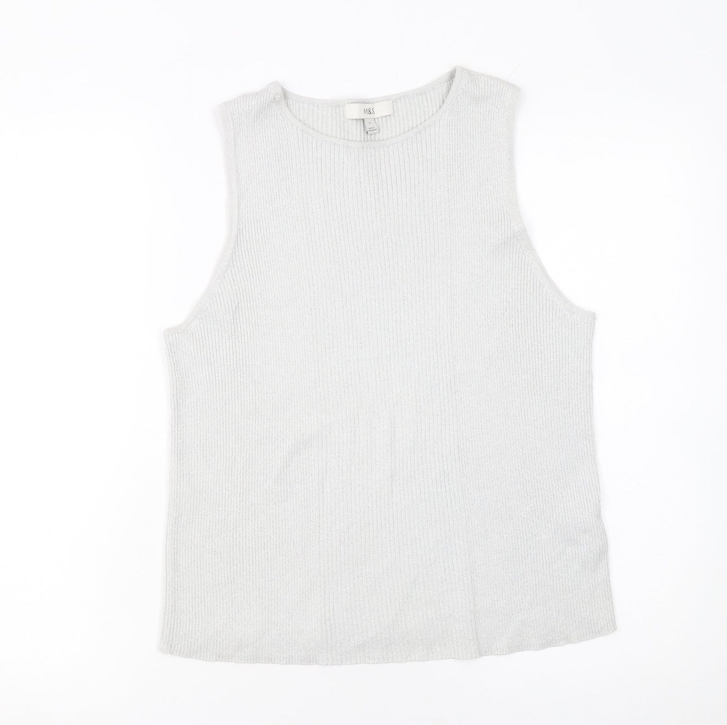 Marks and Spencer Womens Grey Knit Tank Top L Lightweight Viscose Blend