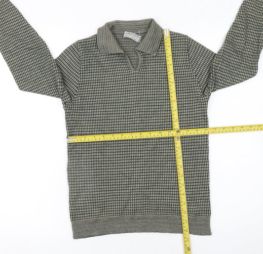 Jaeger Womens Green Collared Wool Pullover Jumper Size 10