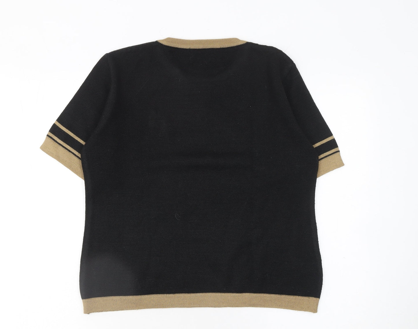 Lyle & Scott Womens Black Wool Blend Crew Neck Short Sleeve Jumper Size 8