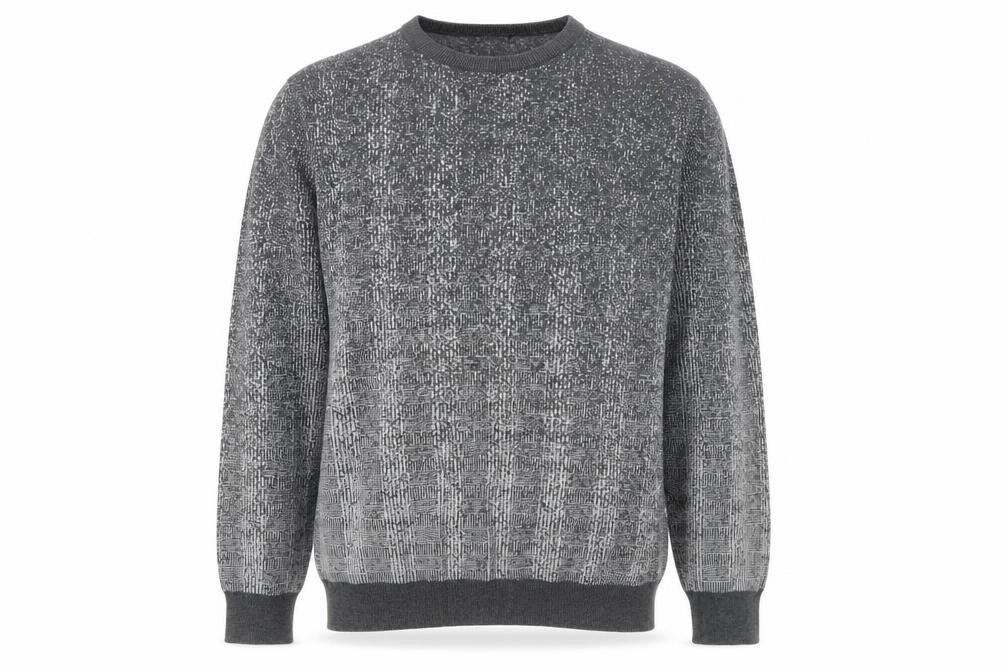 Hatemoglu Men’s Grey Geometric Knit Crew Neck Jumper XL