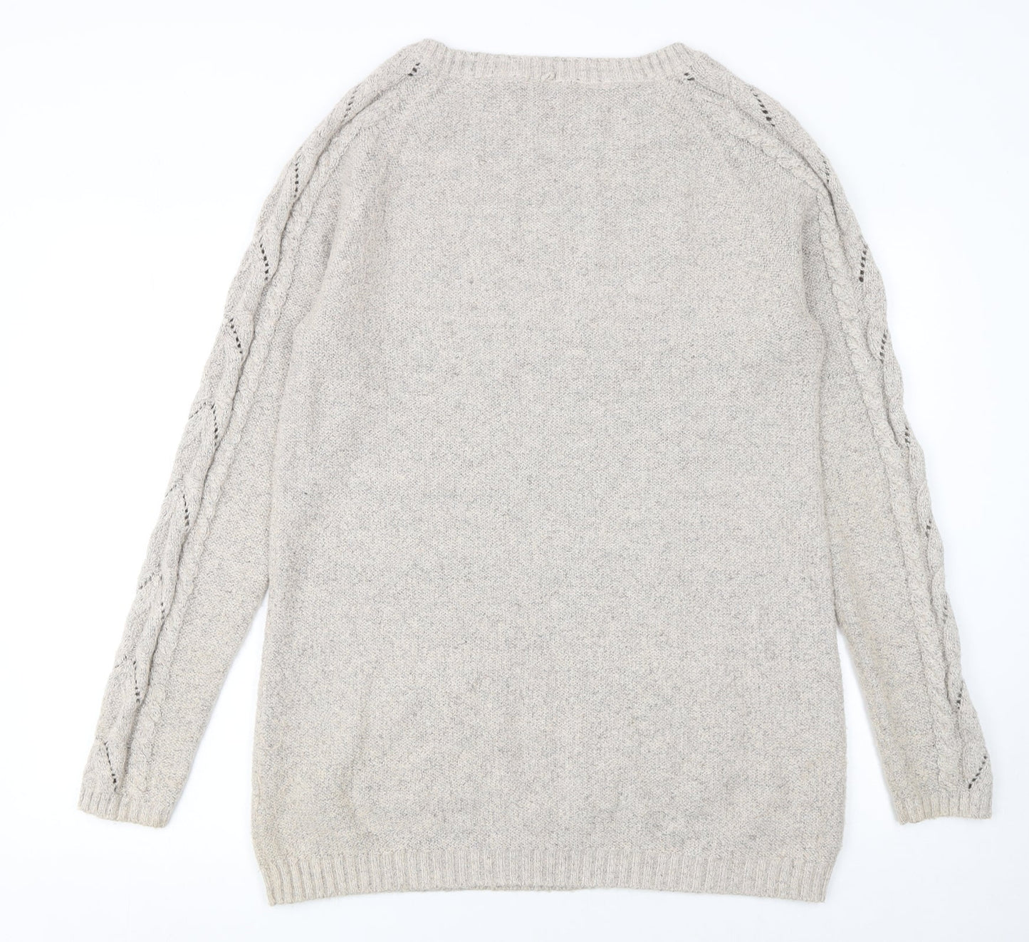 FatFace Womens Ivory Cable Knit Jumper Size 16 Crew Neck Pullover