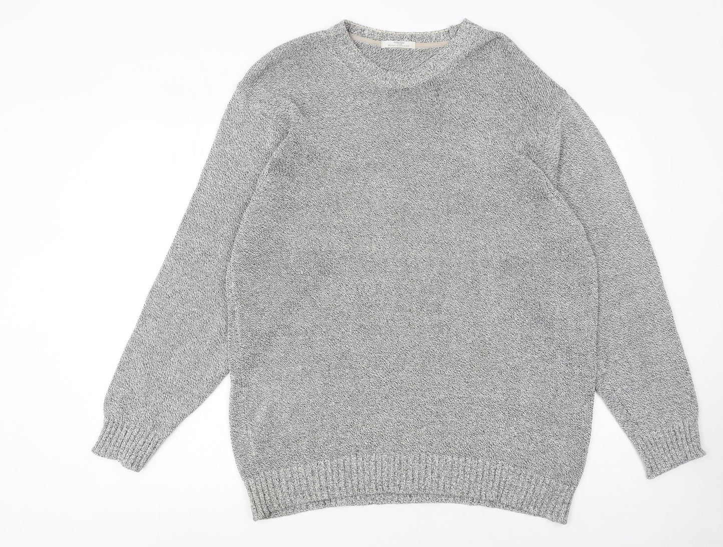 Marks and Spencer Mens Grey Cotton Linen Crew Neck Jumper L