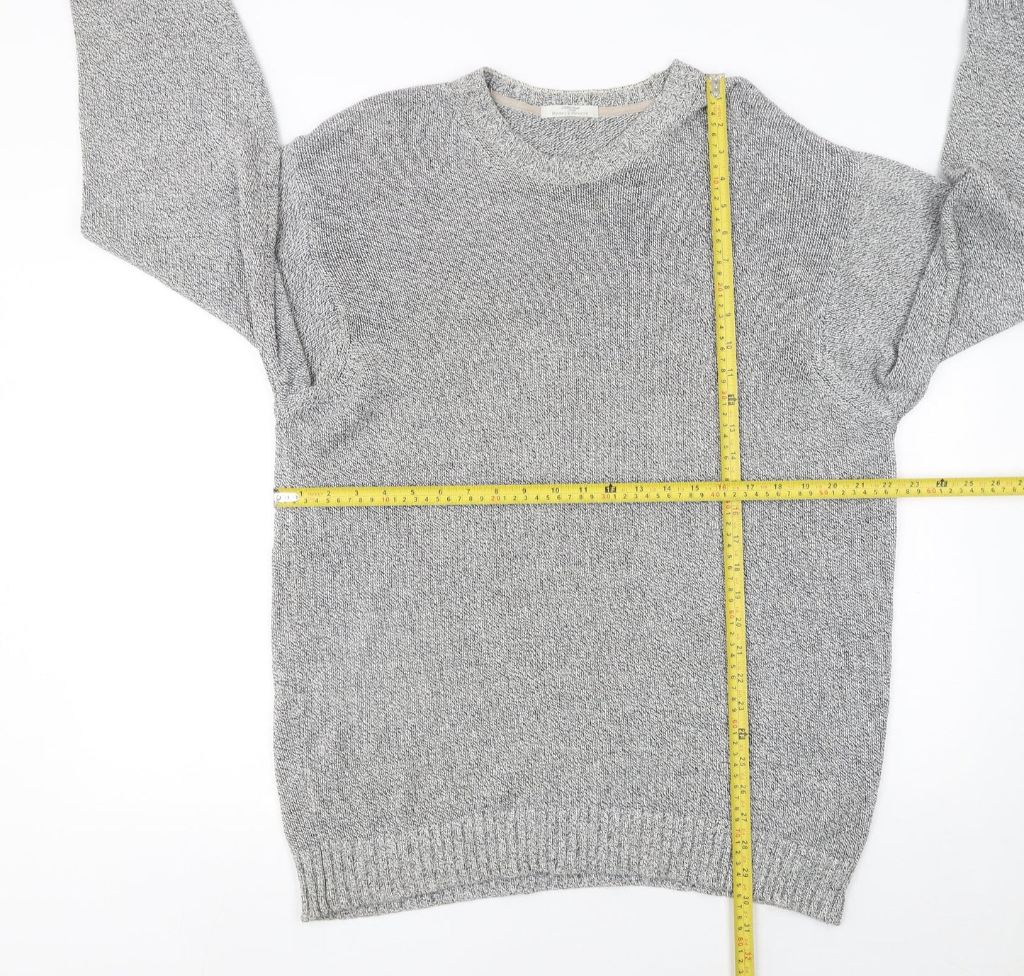 Marks and Spencer Mens Grey Cotton Linen Crew Neck Jumper L