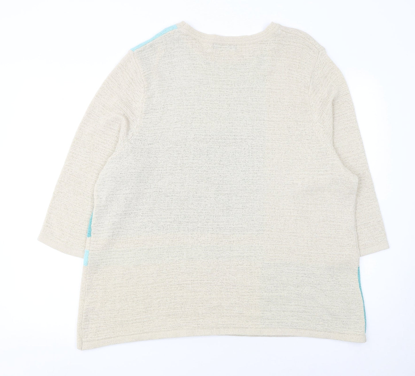 BM Collection Women’s Beige Green Block Knit Jumper L