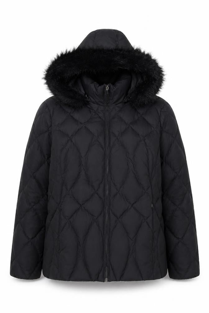 Marks and Spencer Women’s Black XL Quilted Puffer Jacket Hooded Winter Coat