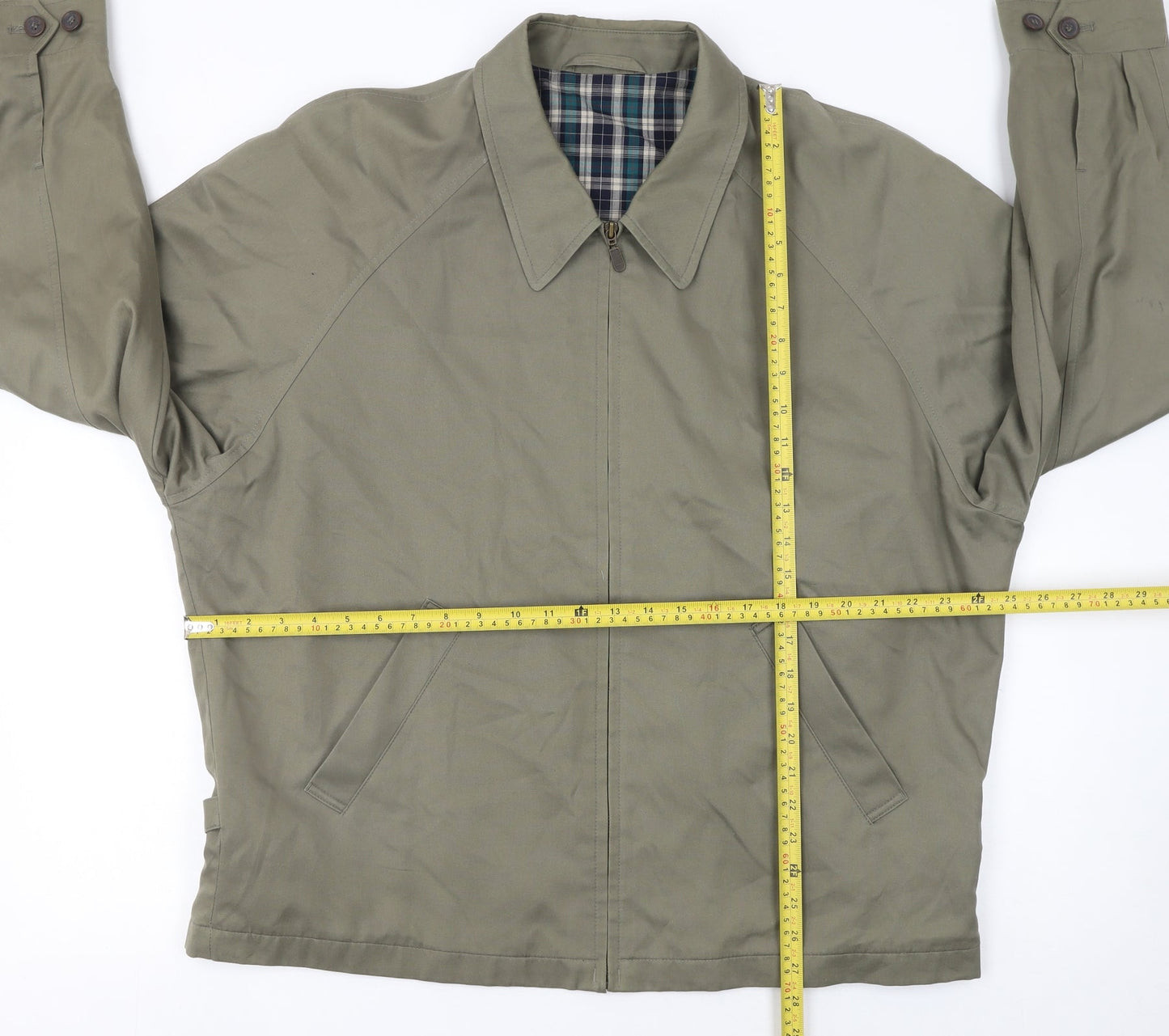 Marks and Spencer Men Beige Lined Zip Jacket L Classic Twill Cotton Blend