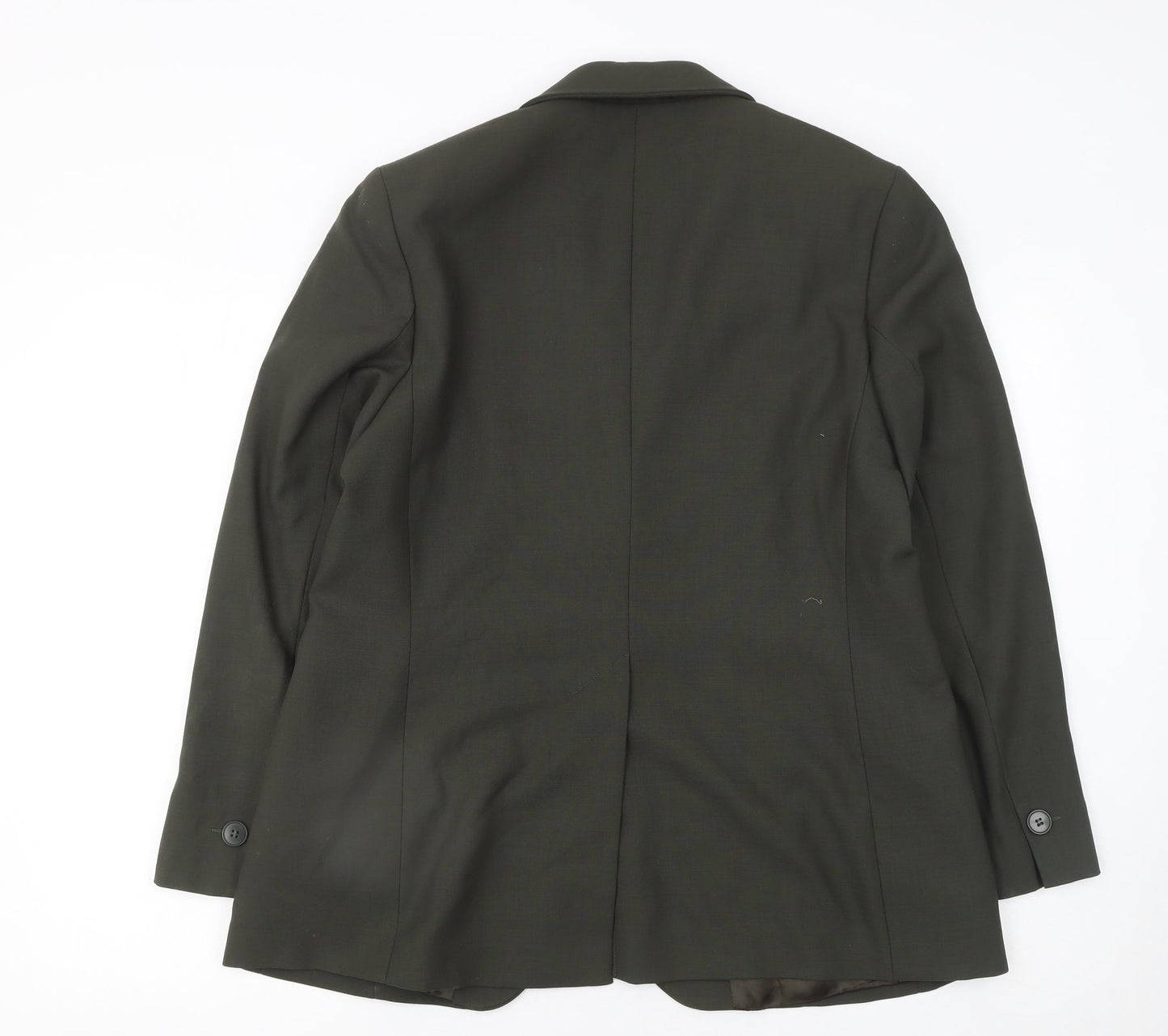 Marks and Spencer Women's Green Wool Blazer UK 16 Single-Breasted Jacket
