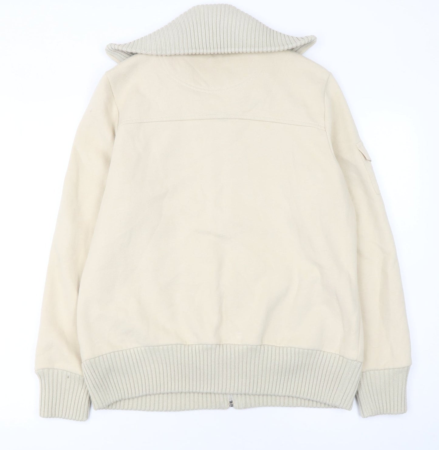 Maine New England Women Beige Full Zip Sweatshirt Size 16 Cotton Blend