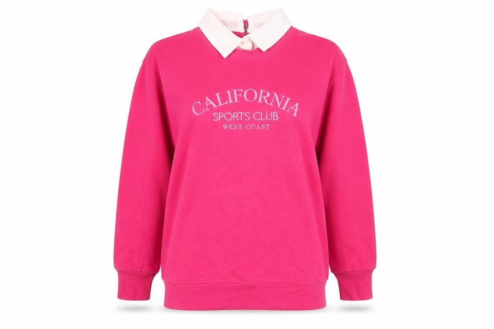 Tu Women Pink Crew Neck Pullover Sweatshirt M California Print