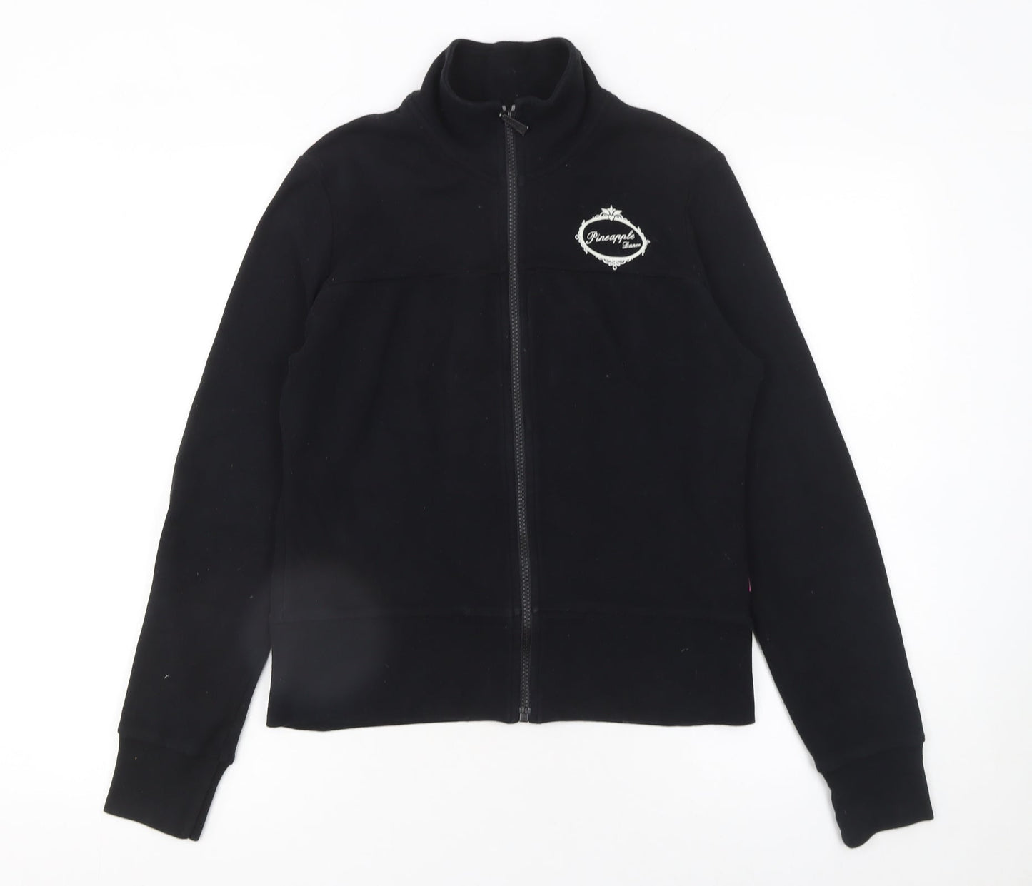 Pineapple Womens Black Cotton Track Jacket Size 12 Full Zip Fleece