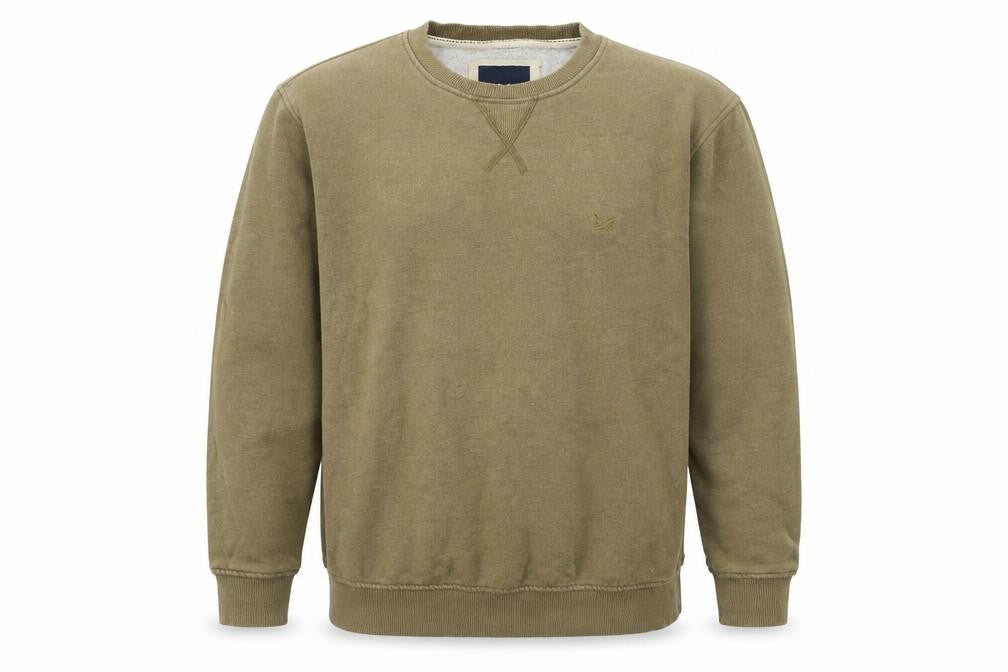 Front view of Crew Clothing Men's Brown Pullover Sweatshirt, size S