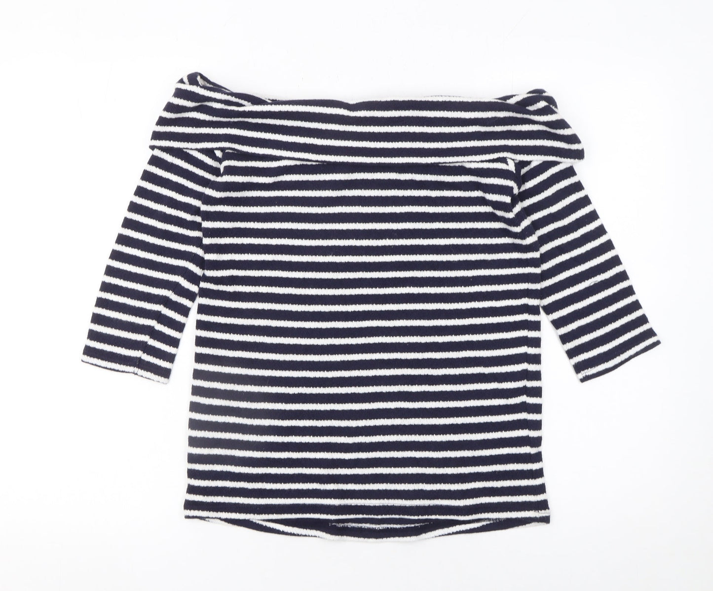 Next Womens Blue Striped Off Shoulder Cotton Top Size 6