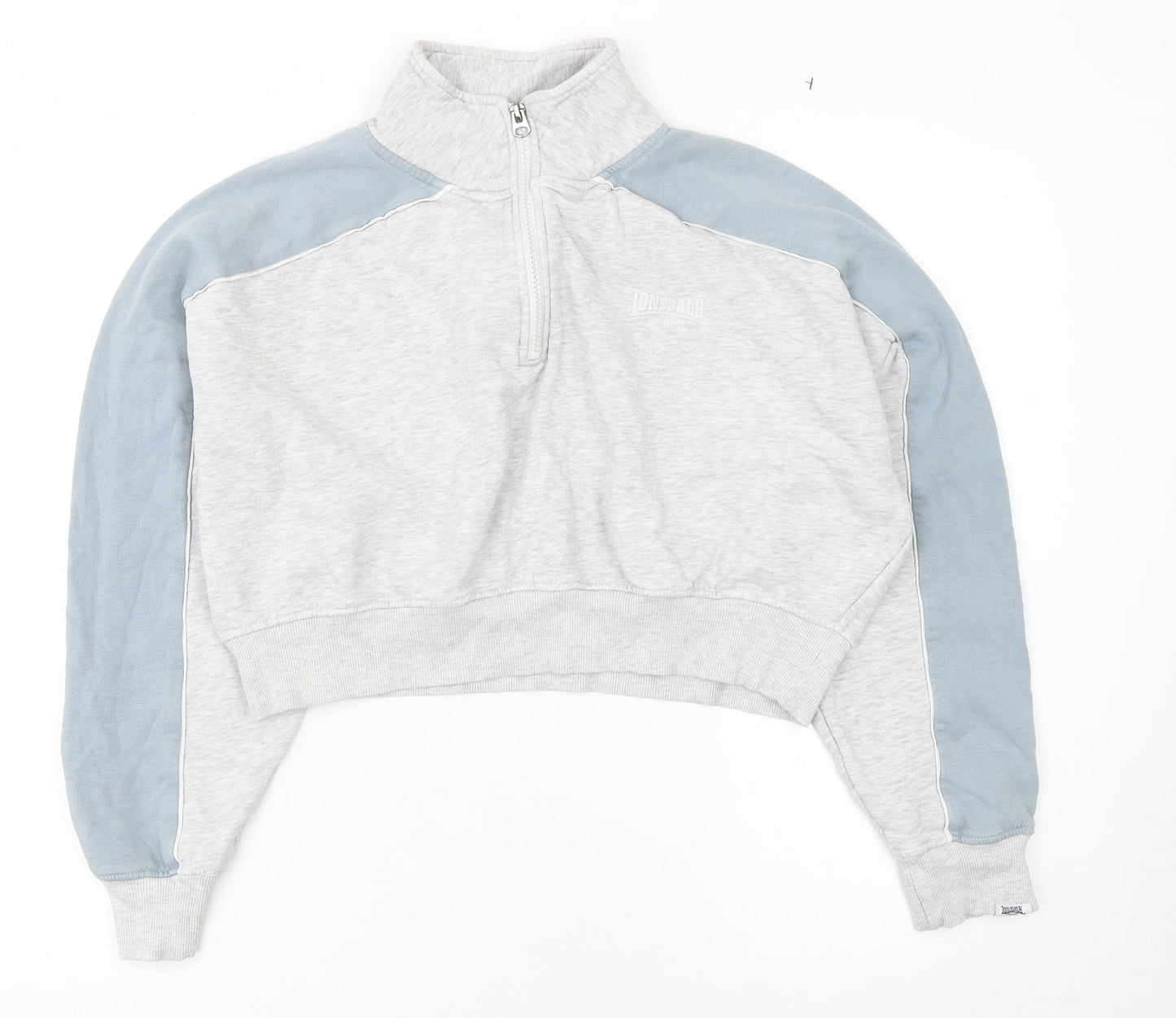 Lonsdale Women’s Grey Blue 1/4 Zip Sweatshirt UK 14