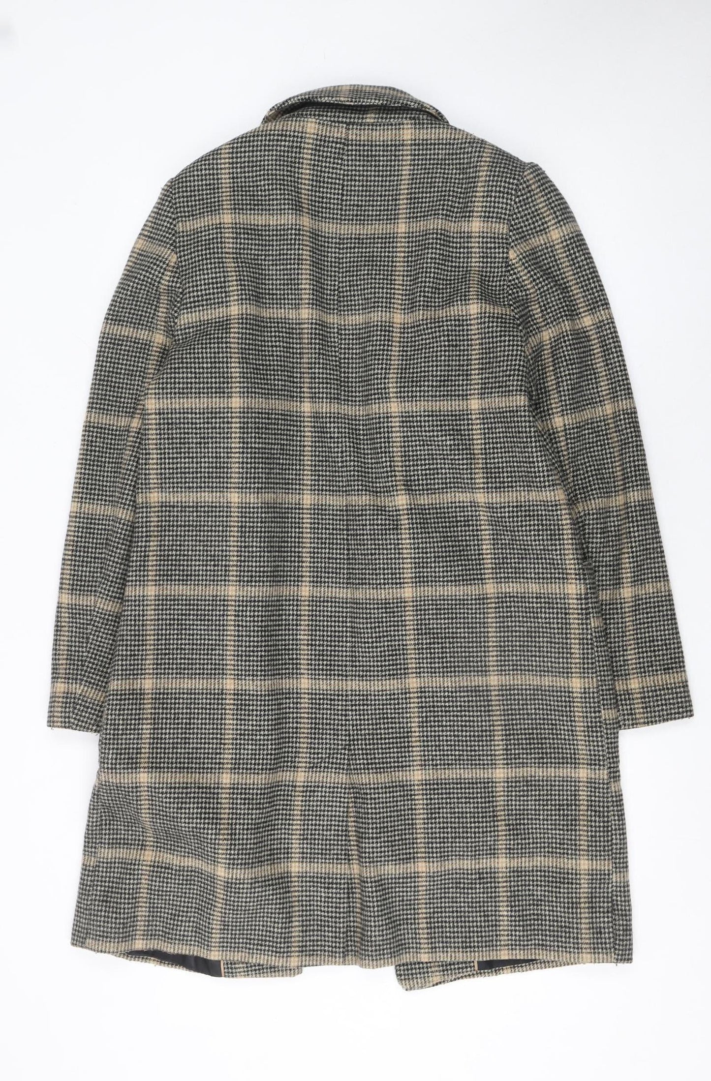 Dorothy Perkins Women’s Beige Check Wool Blend Long Coat Size 12