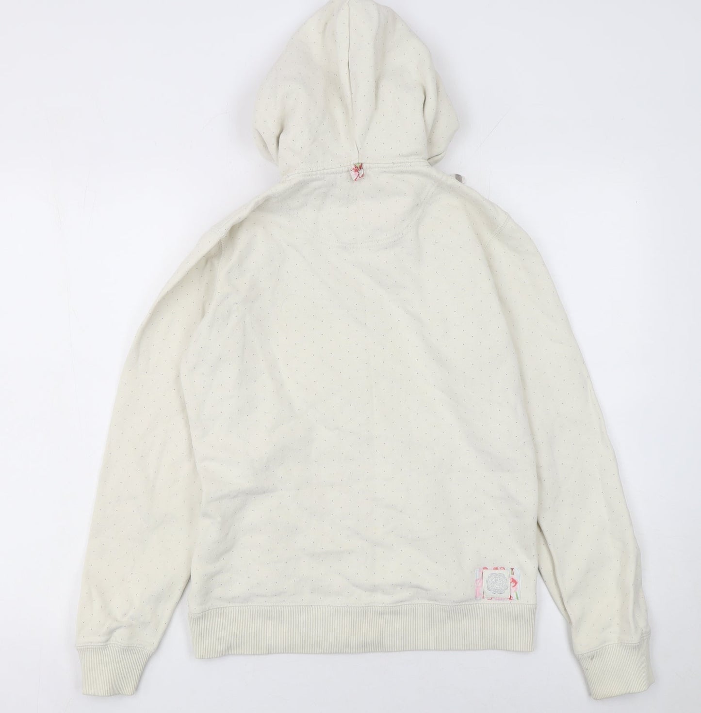 Joules Women’s Ivory Full Zip Hoodie Size 8 Floral Lined Casual Jacket