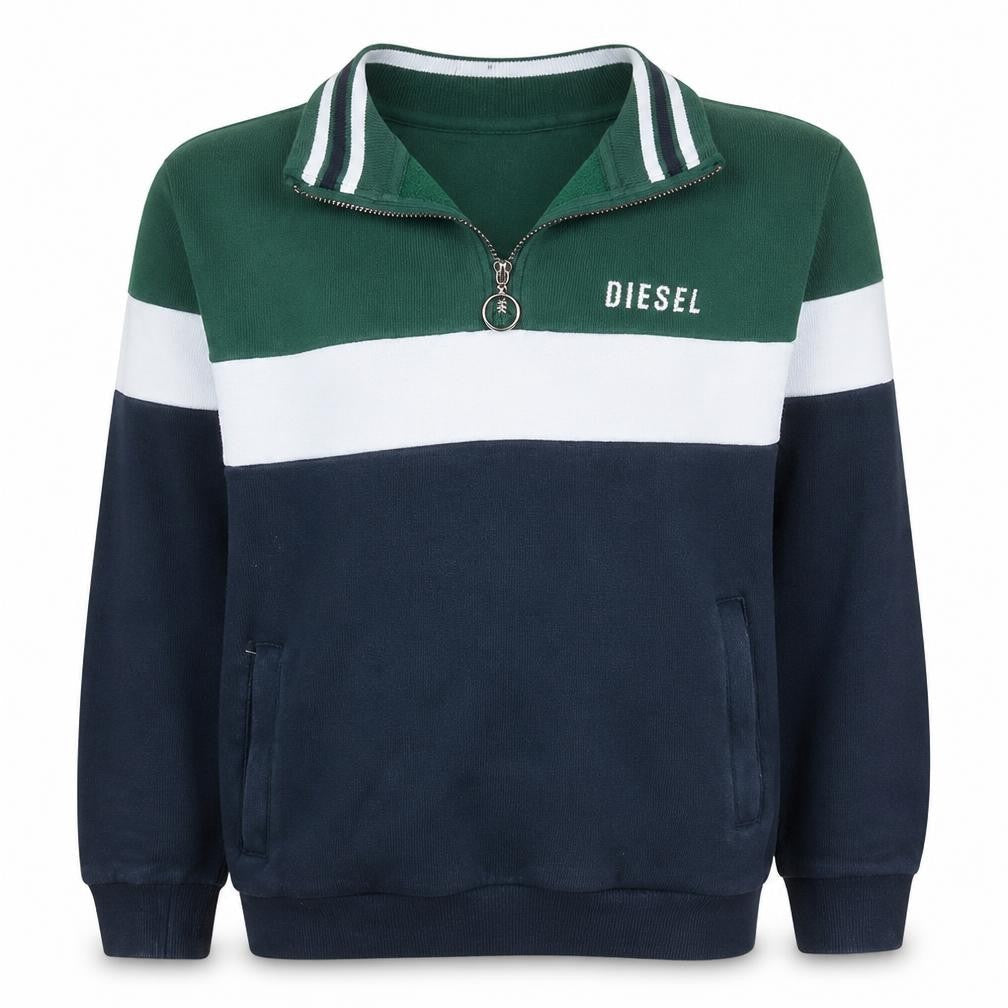 Diesel Mens Multicoloured 1/4 Zip Cotton Sweatshirt Size S
