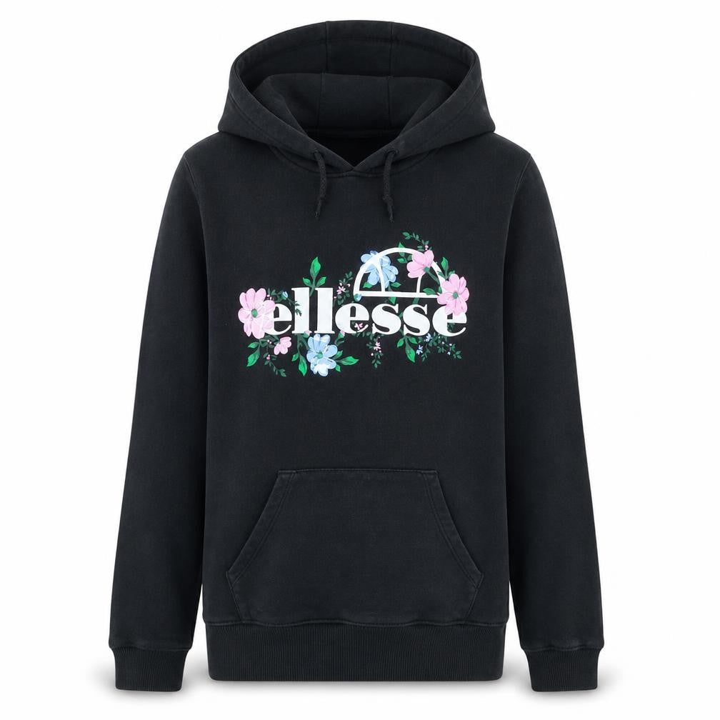 Ellesse Girls Black Floral Logo Hoodie 13-14 Years Pullover Fleece