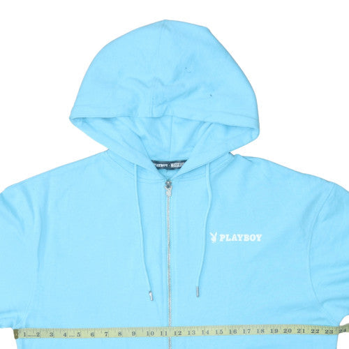 Playboy x Missguided Women's Blue Full Zip Hoodie Size 8