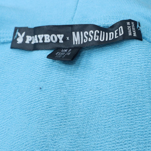 Playboy x Missguided Women's Blue Full Zip Hoodie Size 8
