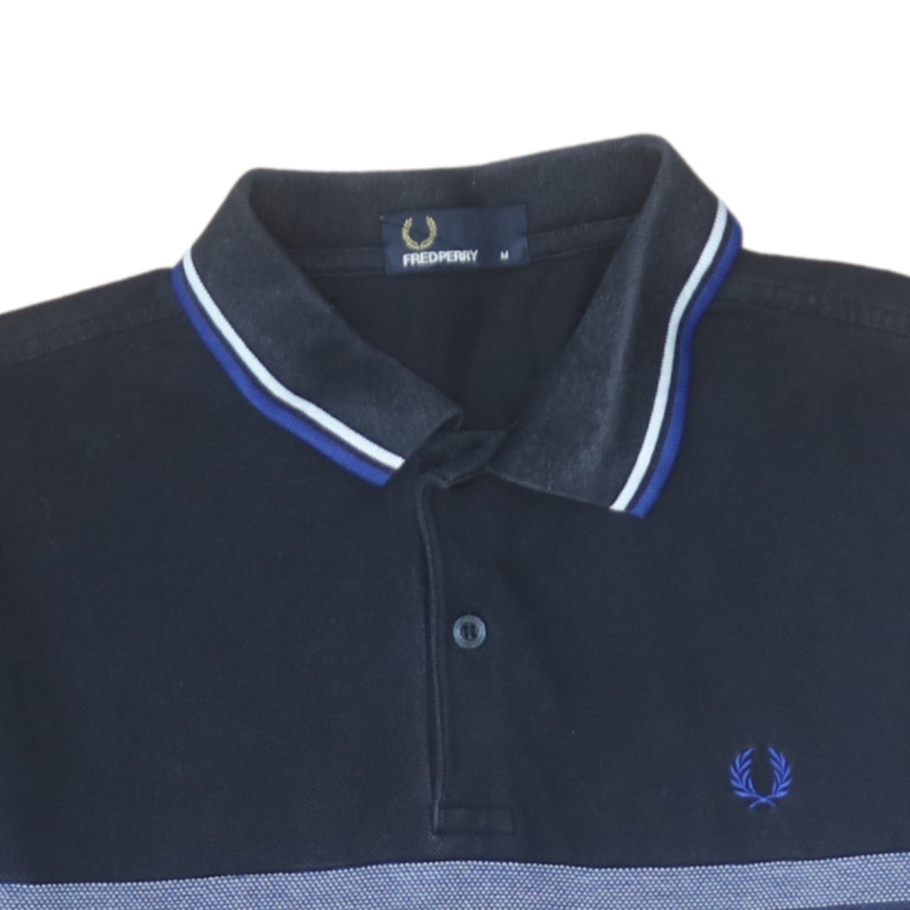 Fred Perry Men's Blue Striped Cotton Polo Shirt Size M