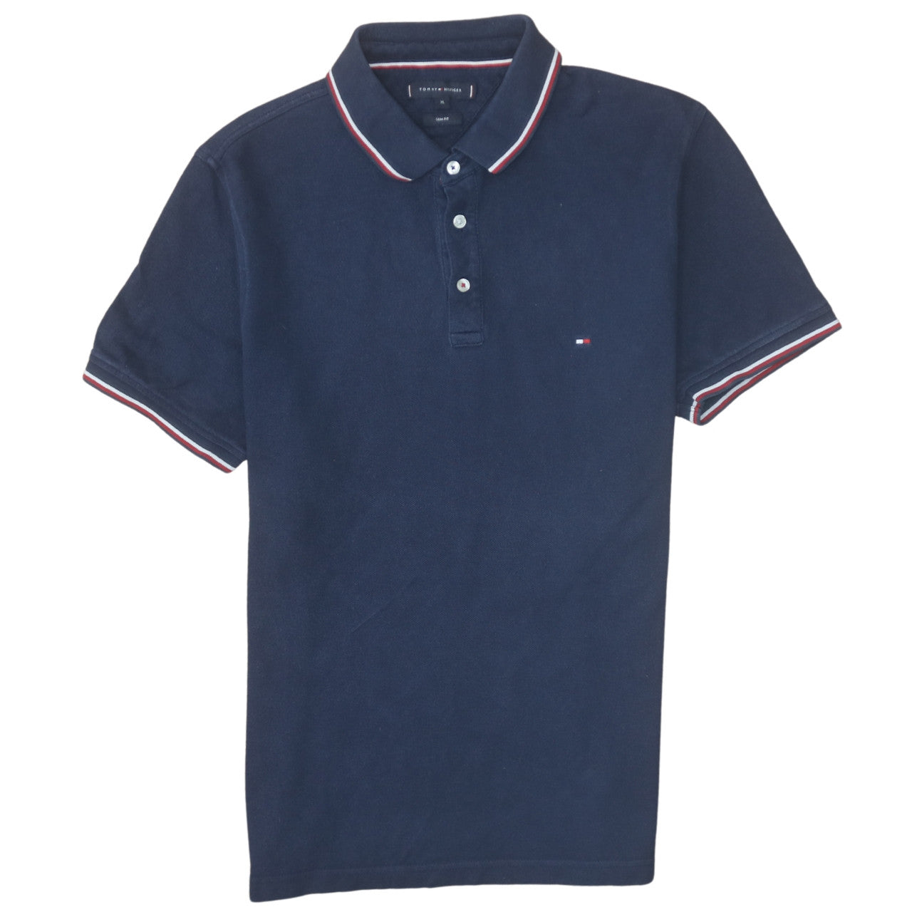 Tommy Hilfiger Men's Blue XL Slim Fit Cotton Polo Shirt