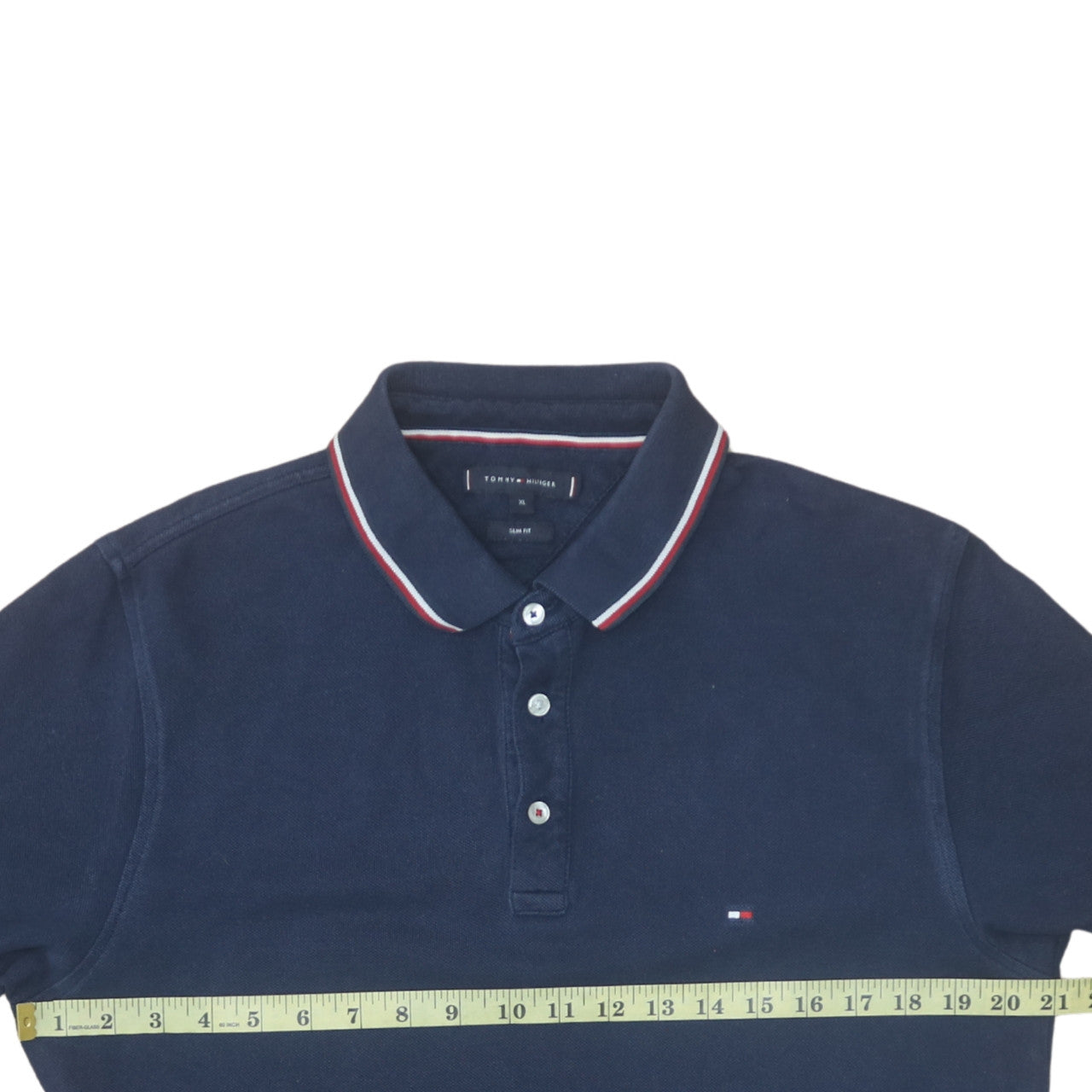 Tommy Hilfiger Men's Blue XL Slim Fit Cotton Polo Shirt