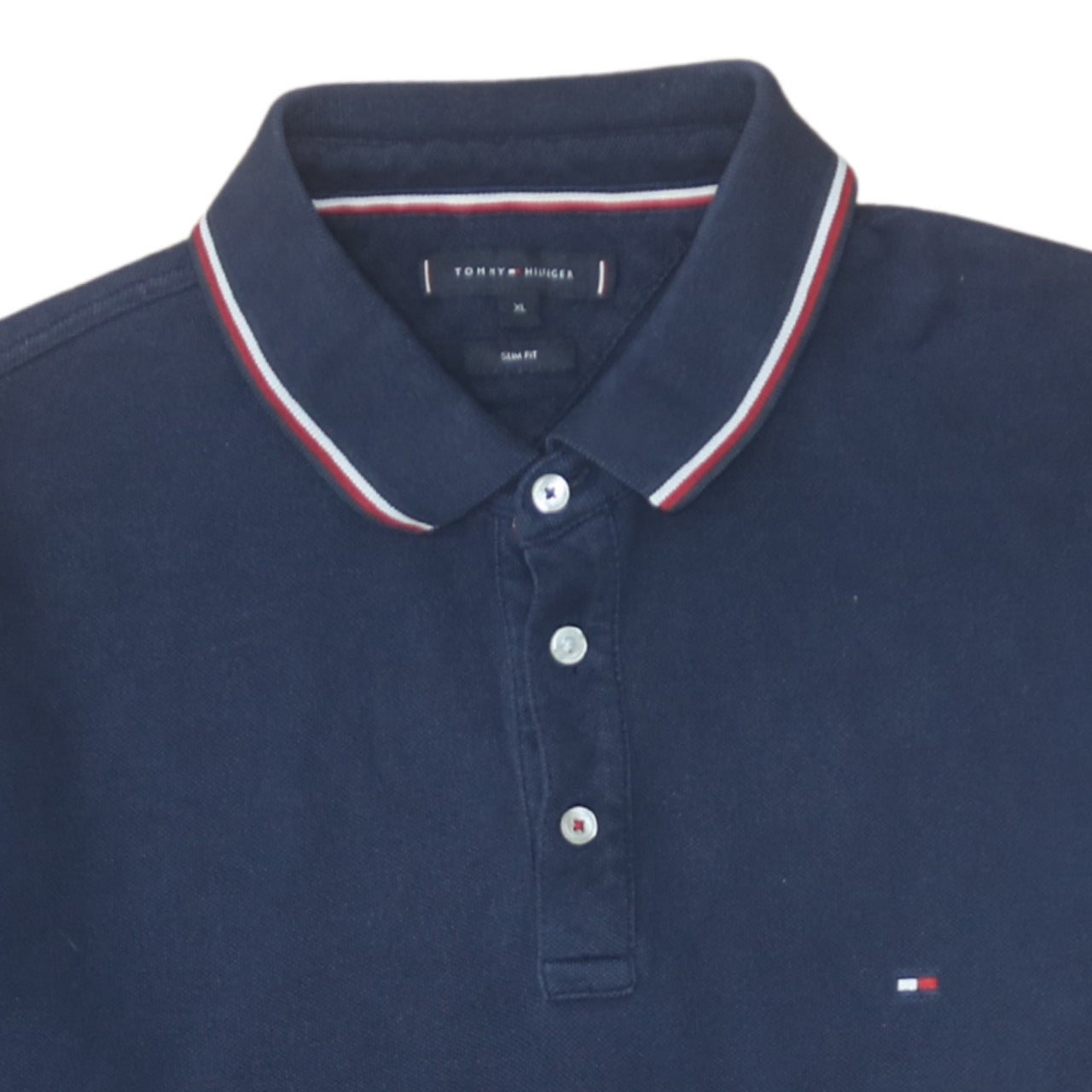 Tommy Hilfiger Men's Blue XL Slim Fit Cotton Polo Shirt