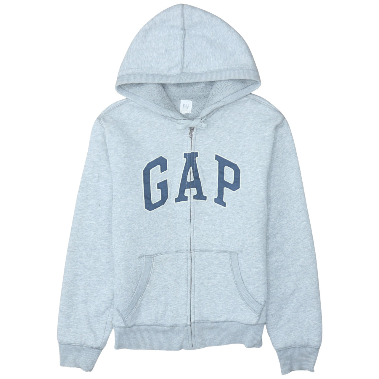GAP Men's Grey Full Zip Hoodie M Fleece Lined Classic Logo