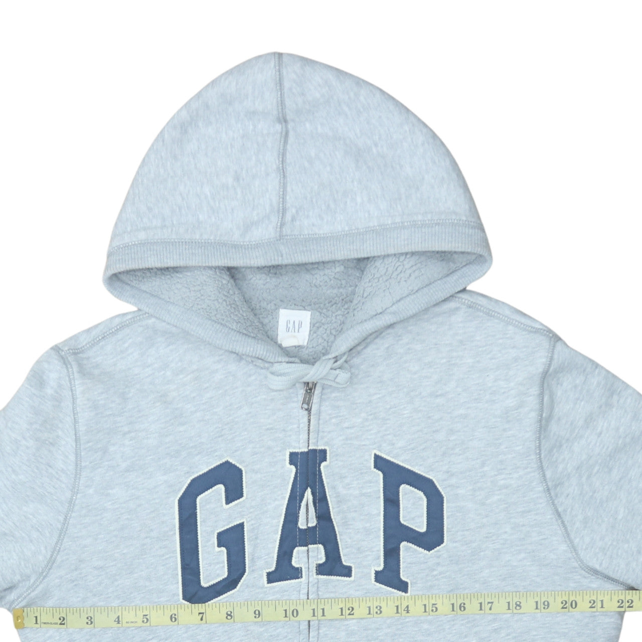 GAP Men's Grey Full Zip Hoodie M Fleece Lined Classic Logo
