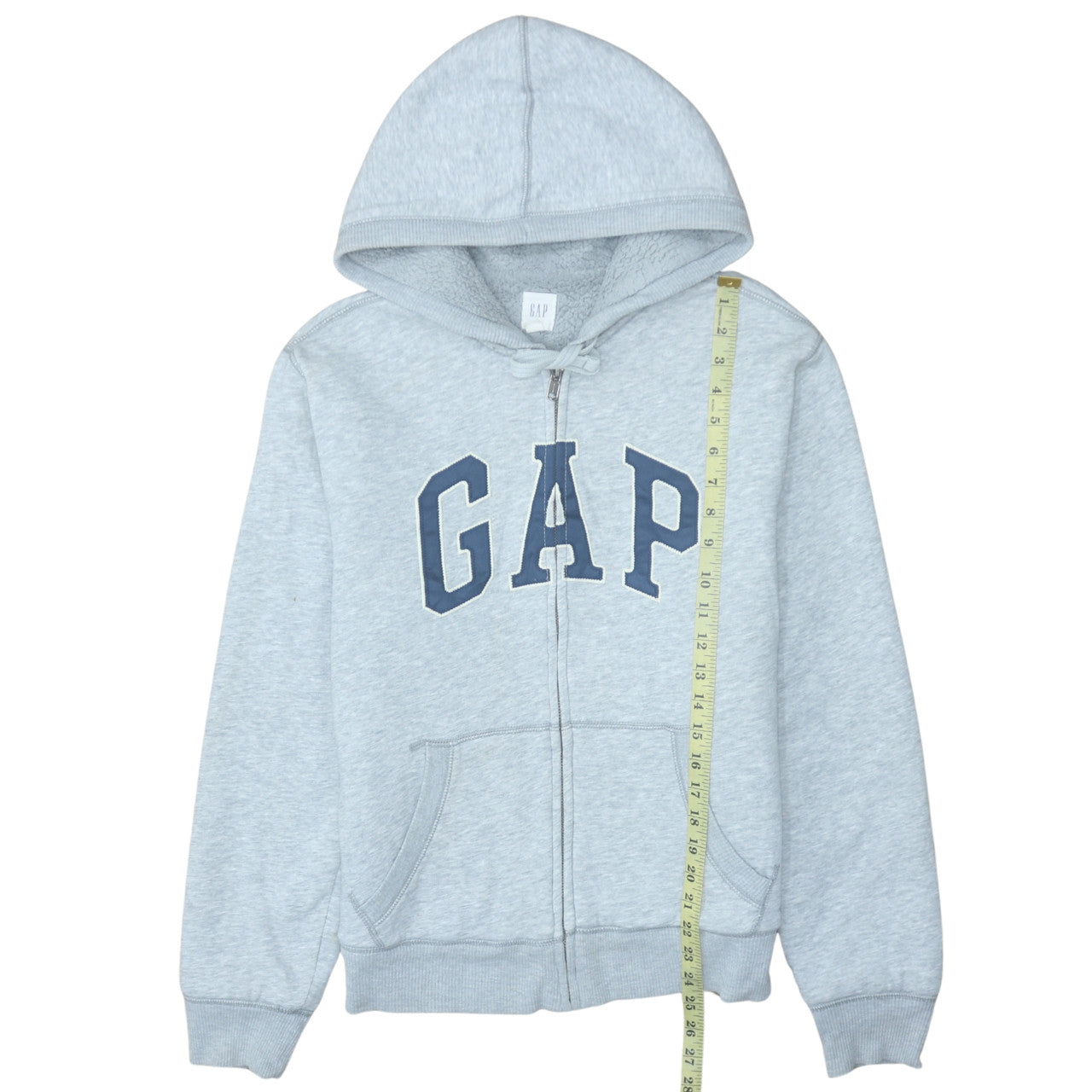 GAP Men's Grey Full Zip Hoodie M Fleece Lined Classic Logo