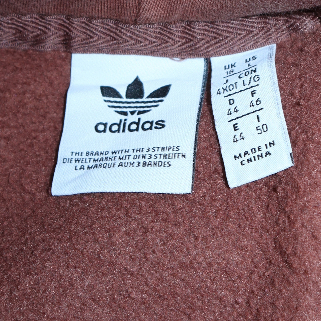Adidas Women Brown Pullover Hoodie Lined Cotton Blend UK 18