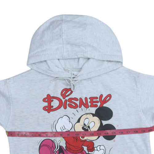 Disney Womens Grey Mickey Hoodie XS Pullover Hooded Sweatshirt