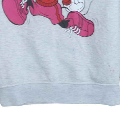 Disney Womens Grey Mickey Hoodie XS Pullover Hooded Sweatshirt